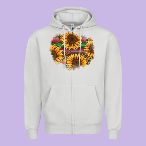 Sunflower Leopard Serape Patch Zipper Hoodie Designed By Jasminsmagicworld