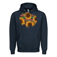 Navy sunflower leopard serape patch Zipper Hoodie - Jasminsmagicworld