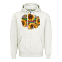 Oatmeal Heather sunflower leopard serape patch Zipper Hoodie - Jasminsmagicworld