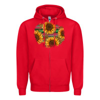 Red sunflower leopard serape patch Zipper Hoodie - Jasminsmagicworld