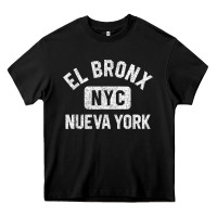 Black el bronx nueva york nyc gym style distressed white print t shirt Heavy Core Tee - linhVisuals