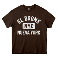 Chocolate Brown el bronx nueva york nyc gym style distressed white print t shirt Heavy Core Tee - linhVisuals