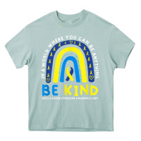 Arona be kind down syndrome awareness blue ribbon rainbow march 21 t shirt Heavy Core Tee - linhVisuals
