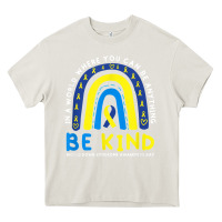 Cream be kind down syndrome awareness blue ribbon rainbow march 21 t shirt Heavy Core Tee - linhVisuals