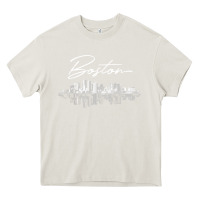 Cream boston skyline t shirt for women, men, girls & boys Heavy Core Tee - linhVisuals