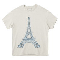 Cream eiffel tower with diamonds the parisian french love sign t shirt Heavy Core Tee - linhVisuals