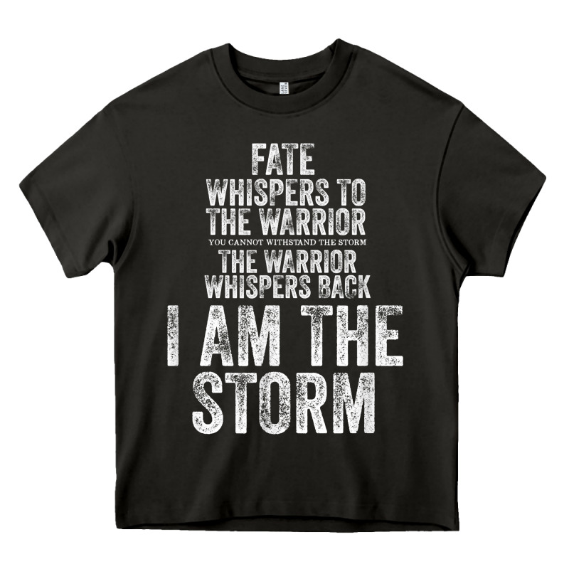 Fate Whispers To Warrior I Am The Storm Quote Gritty Fighter T Shirt Heavy Core Tee by linhVisuals | Teevron