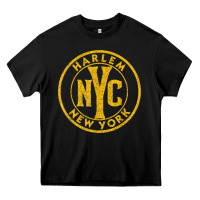 Black harlem new york nyc vintage sign distressed amber print t shirt Heavy Core Tee - linhVisuals