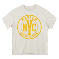 Cream harlem new york nyc vintage sign distressed amber print t shirt Heavy Core Tee - linhVisuals