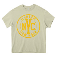 Mossy harlem new york nyc vintage sign distressed amber print t shirt Heavy Core Tee - linhVisuals