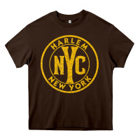 Chocolate Brown harlem new york nyc vintage sign distressed amber print t shirt Heavy Core Tee - linhVisuals
