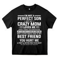 Black i'm not a perfect son but my crazy mom loves me mother's day t shirt Heavy Core Tee - linhVisuals