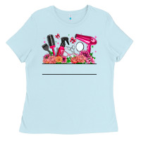 Baby Blue Hair Stylist Your Textt Ladies Tee - CowhideDigitalArt