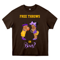 Chocolate Brown free throws or bows basketball baby gender reveal t shirt Heavy Core Tee - linhVisuals