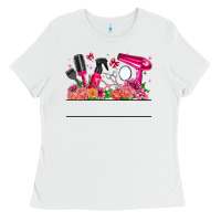 White Hair Stylist Your Textt Ladies Tee - CowhideDigitalArt