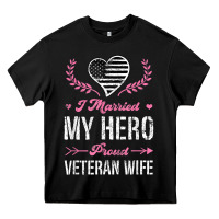 Black i married my hero proud veteran wife usa military husband t shirt Heavy Core Tee - linhVisuals