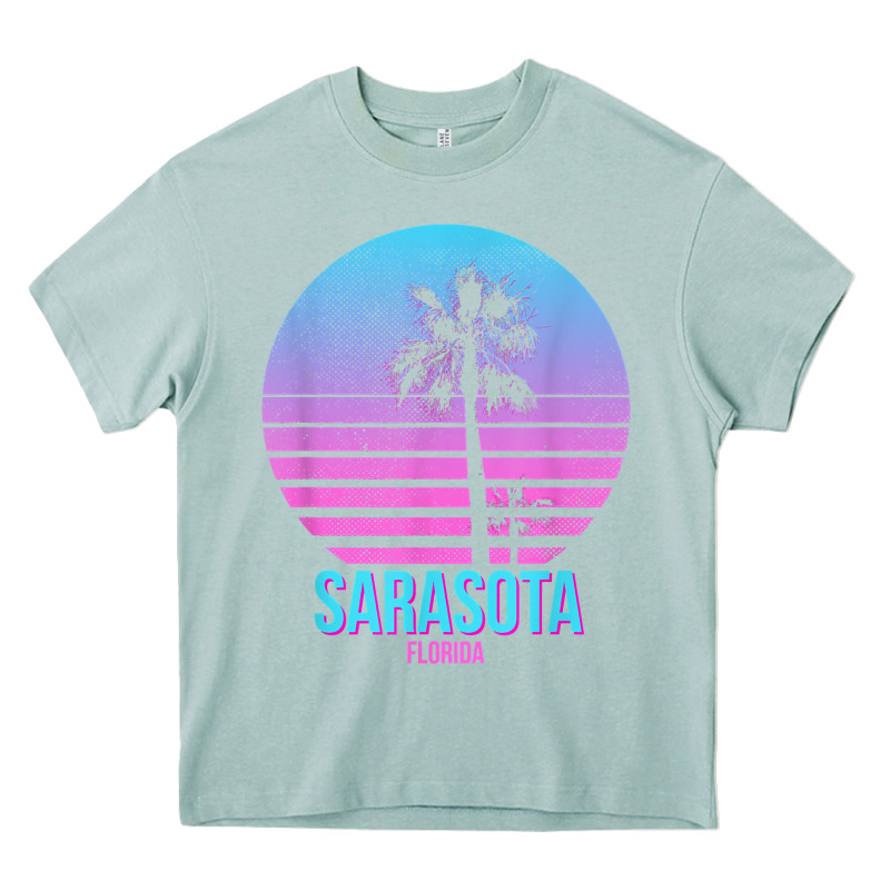 Sarasota Florida Vintage Retro Palm Tree T Shirt Heavy Core Tee by linhVisuals | Teevron