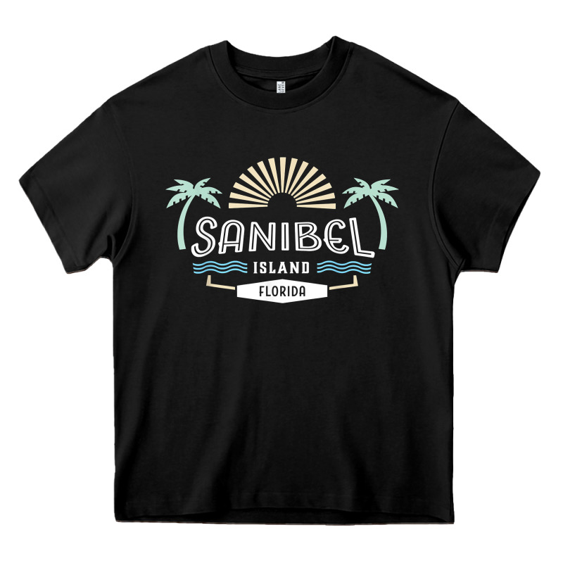 Sanibel Island Retro Style Florida T Shirt Heavy Core Tee by linhVisuals | Teevron