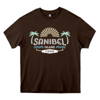 Chocolate Brown sanibel island retro style florida t shirt Heavy Core Tee - linhVisuals