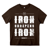Chocolate Brown iron sharpens iron proverbs christian bible verse religious pullover h Heavy Core Tee - linhVisuals