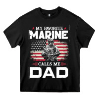 Black my favorite marine calls me dad t  shirt father's day flag my favorite Heavy Core Tee - linhVisuals
