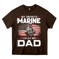 Chocolate Brown my favorite marine calls me dad t  shirt father's day flag my favorite Heavy Core Tee - linhVisuals