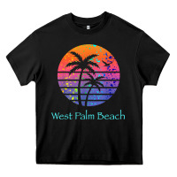 Black west palm beach tropical t shirt for family vacations Heavy Core Tee - linhVisuals