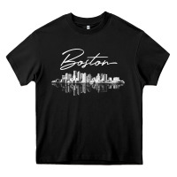 Black boston skyline t shirt for women, men, girls & boys Heavy Core Tee - linhVisuals