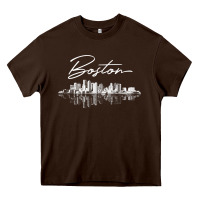 Chocolate Brown boston skyline t shirt for women, men, girls & boys Heavy Core Tee - linhVisuals