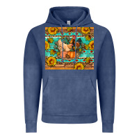 Vintage Denim Fall coop animals pumpkin Vintage Hoodie - Artiststas