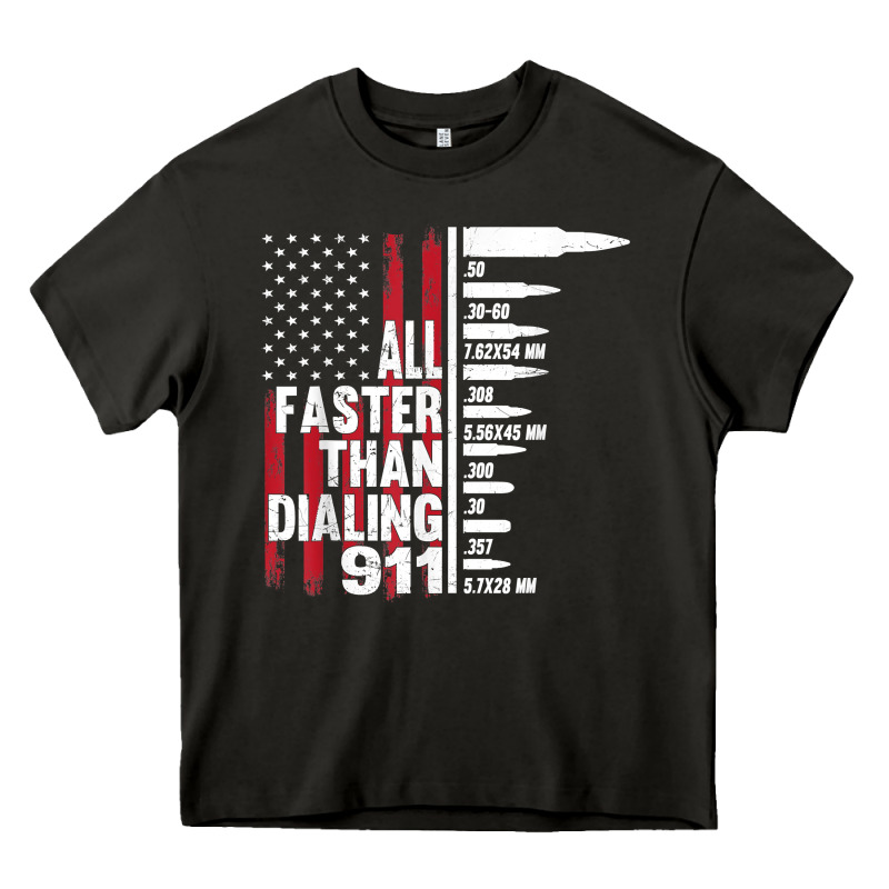 All Faster Than Dialing 911 American Flag Gun Lover For Men T Shirt Heavy Core Tee by linhVisuals | Teevron