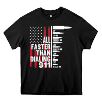 Black all faster than dialing 911 american flag gun lover for men t shirt Heavy Core Tee - linhVisuals