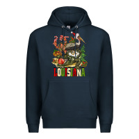 Navy Christmas Louisiana Premium Hoodie - BarkalooDesign