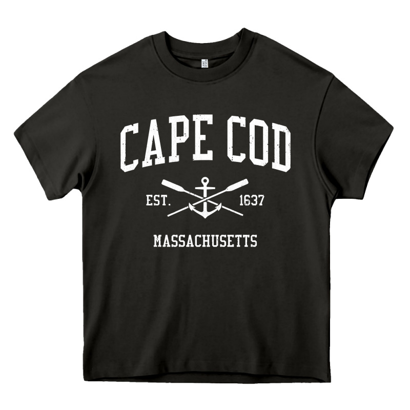 Cape Cod Ma Vintage Crossed Oars & Boat Anchor Sports Sweatshirt Heavy Core Tee by linhVisuals | Teevron