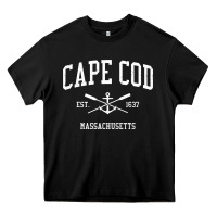Black cape cod ma vintage crossed oars & boat anchor sports sweatshirt Heavy Core Tee - linhVisuals