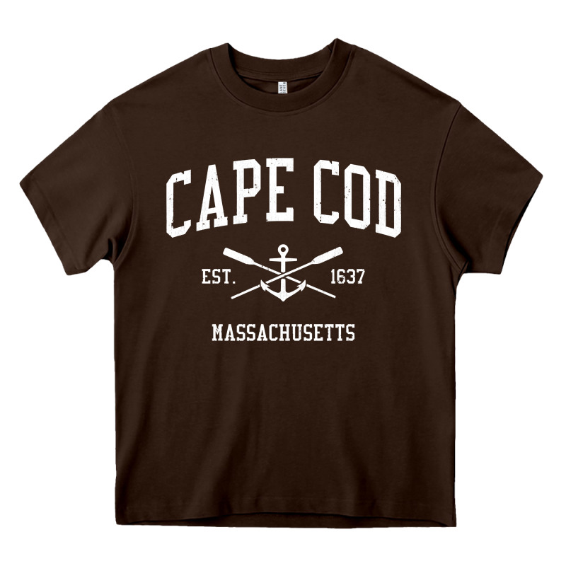 Cape Cod Ma Vintage Crossed Oars & Boat Anchor Sports Sweatshirt Heavy Core Tee by linhVisuals | Teevron