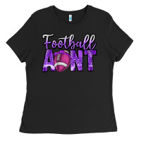 Black football aunt Ladies Tee - CowhideDigitalArt
