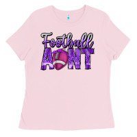 Bubblegum Pink football aunt Ladies Tee - CowhideDigitalArt