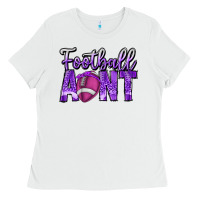White football aunt Ladies Tee - CowhideDigitalArt