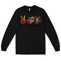 Black Peace Love White Tailed Deer Long Sleeve Tee - LillyAllenDesigns