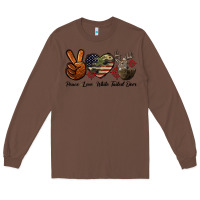 Chestnut Peace Love White Tailed Deer Long Sleeve Tee - LillyAllenDesigns