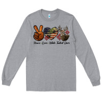 Heather Grey Peace Love White Tailed Deer Long Sleeve Tee - LillyAllenDesigns