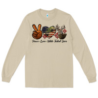 Mushroom Peace Love White Tailed Deer Long Sleeve Tee - LillyAllenDesigns