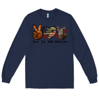 Navy Peace Love White Tailed Deer Long Sleeve Tee - LillyAllenDesigns