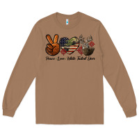 Toasted Coconut Peace Love White Tailed Deer Long Sleeve Tee - LillyAllenDesigns