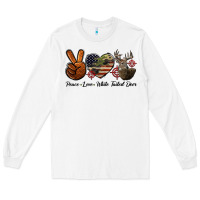 White Peace Love White Tailed Deer Long Sleeve Tee - LillyAllenDesigns