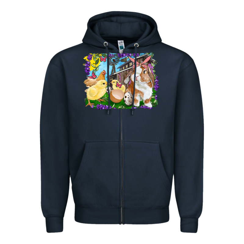 Easter Farm Chicks And Bunny Zipper Hoodie by RanaPortraitStore | Teevron