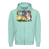 Seafoam easter farm chicks and bunny Zipper Hoodie - RanaPortraitStore
