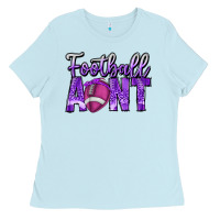 Baby Blue football aunt Ladies Tee - CowhideDigitalArt