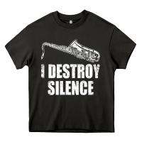 Asphalt Saxophone I Destroy Silence Saxophonist | For Musicians Heavy Core Tee - linhVisuals